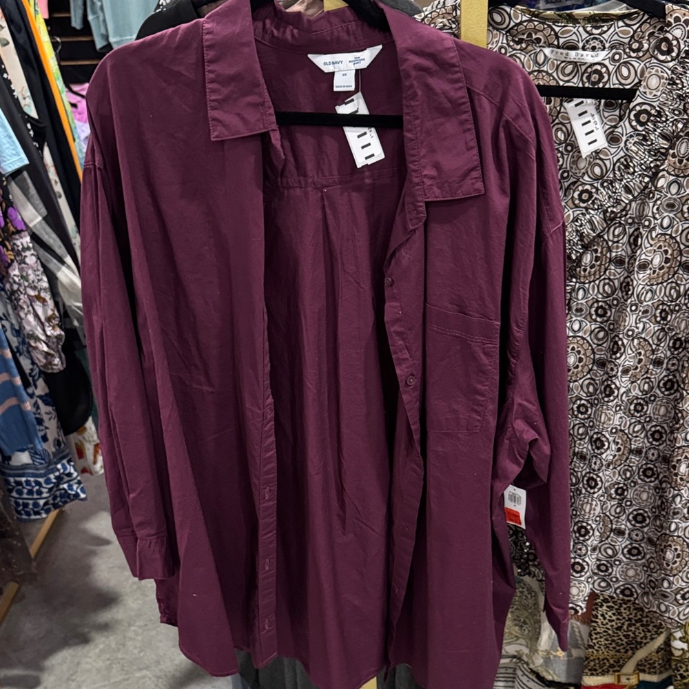 Old Navy Deep Plum Button-Up Shirt